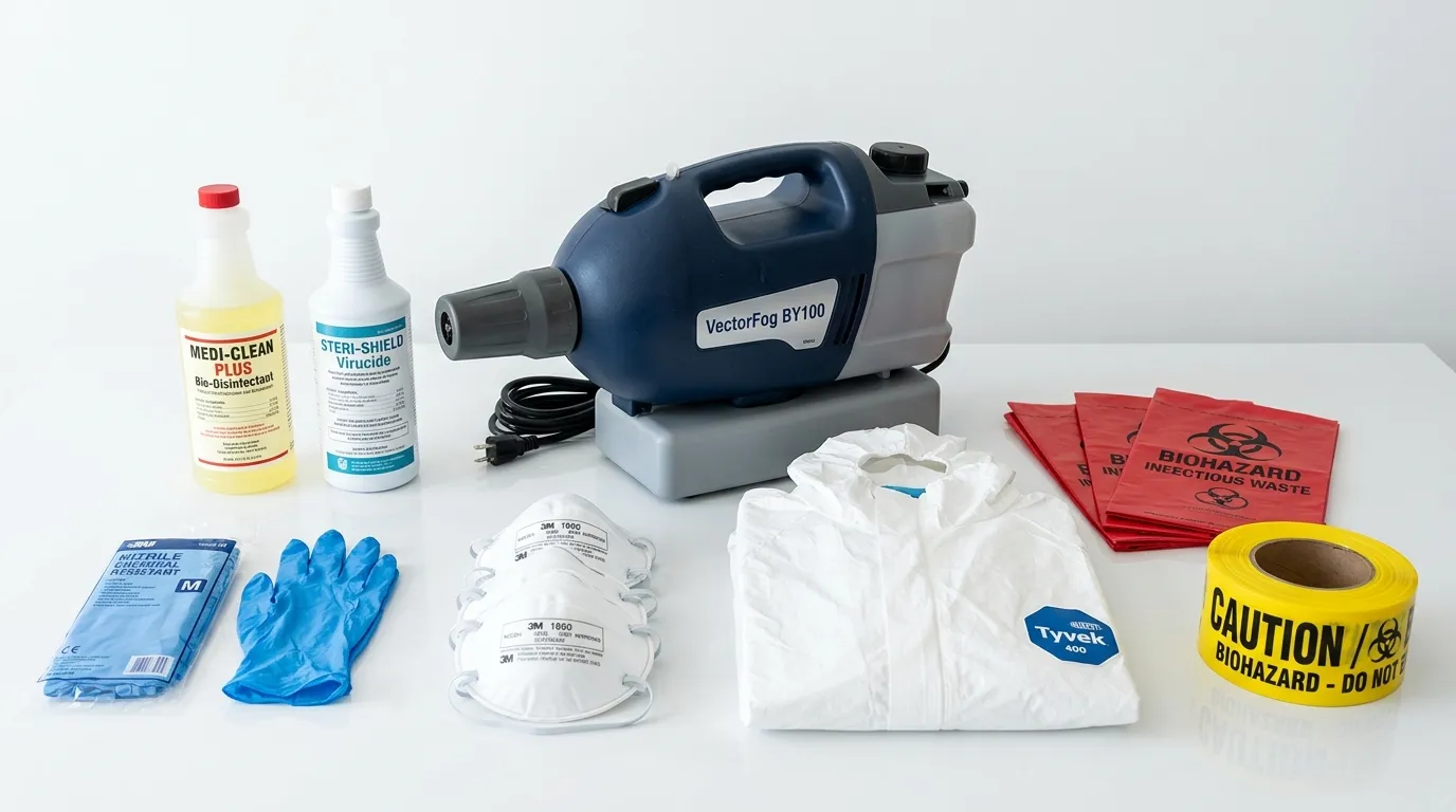 Professional biohazard remediation crew working in Woodcrest